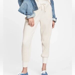 Gap Sweats Waffle Knit Jogger Pants Drawstring New Antique White Ivory Size XS